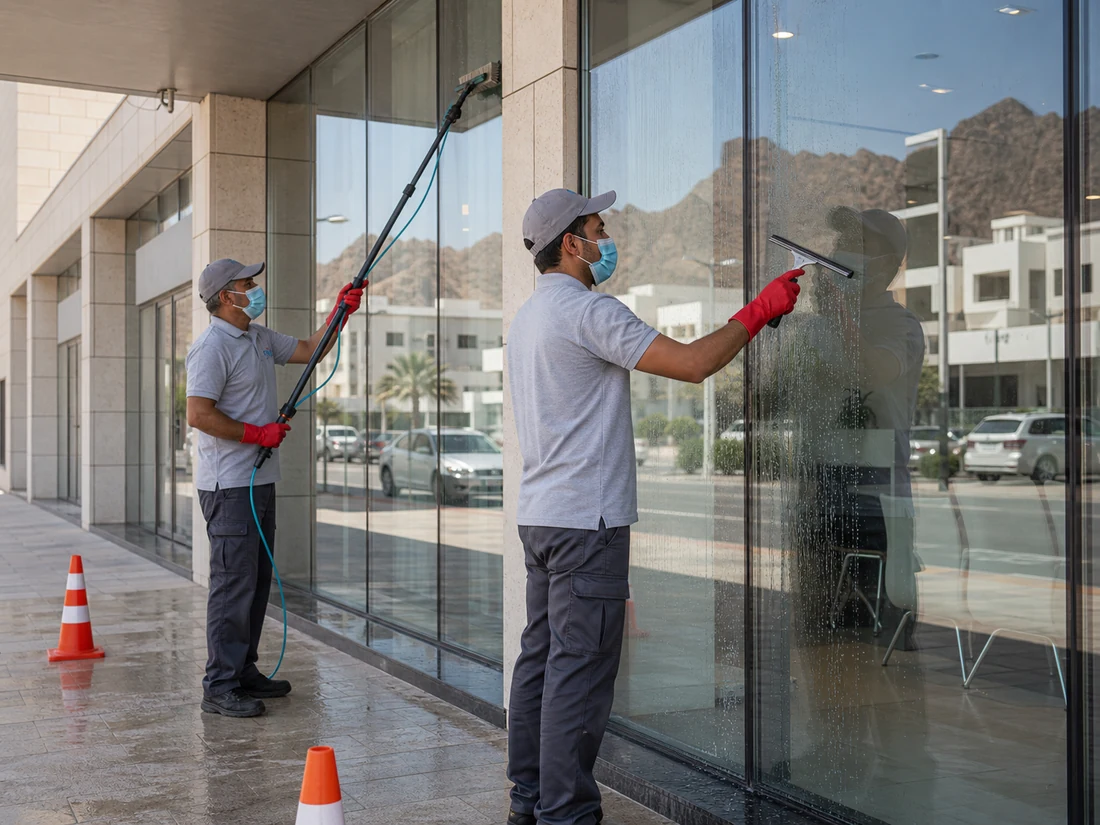 تنظيف الزجاج والنوافذ والواجهات